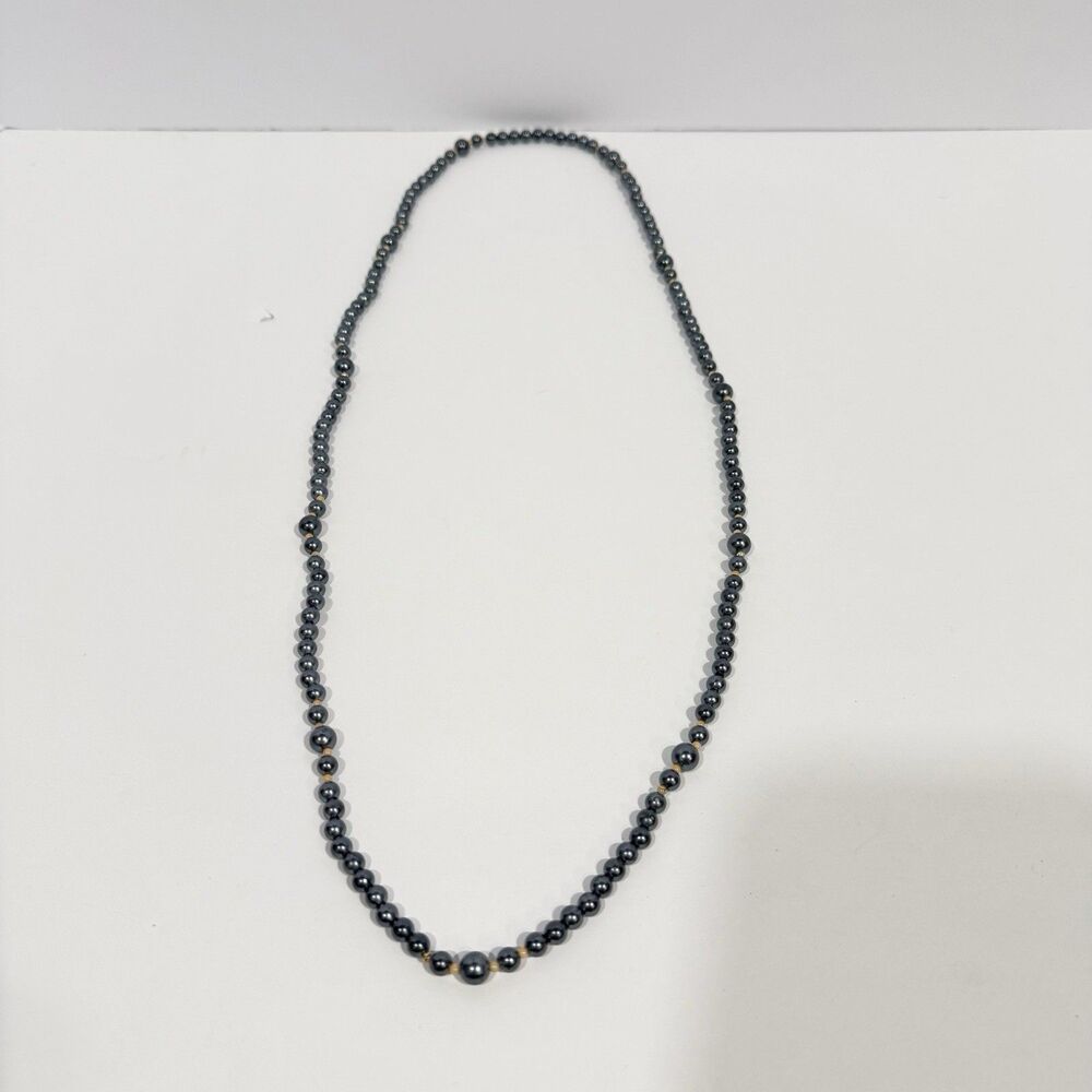 Vintage Silver Tone Beaded Statement Necklace Long Strand - Picture 12 of 15